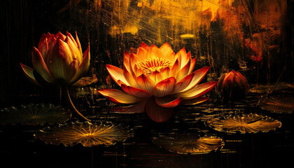 Lotus art painting and Buddhist beliefs