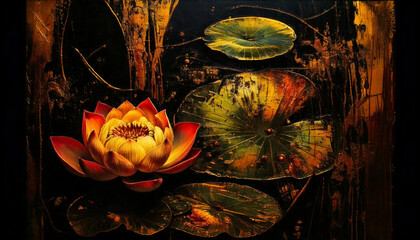 Lotus art painting and Buddhist beliefs