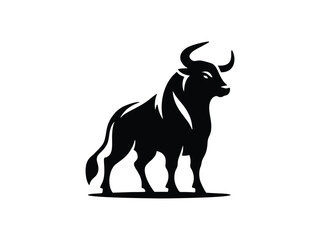 vector illustration of a bull. Strong Bull Silhouette Vector Animal Symbol