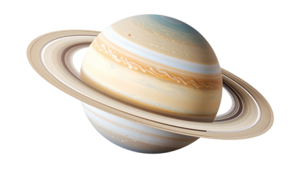 Pastel-colored planet with elegant rings and soft hues creating a dreamy appearance on transparent background.