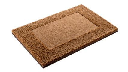 Rectangular brown doormat with textured bristles designed for outdoor use on transparent background.