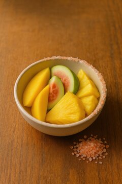 Fresh Fruit Bowl with Pink Salt Rim