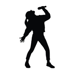 Silhouette of a Singer Performing Passionately With Microphone in Creative Pose