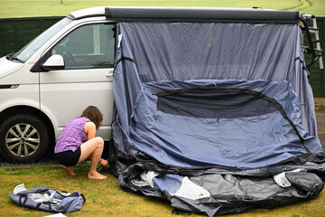 Initial assembly of the campervan awning.