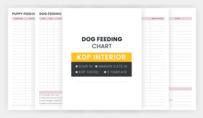 Dog Food Feeding Chart, Dog Feeding Schedule, Dog Feeding Log, New Puppy Feeding Chart