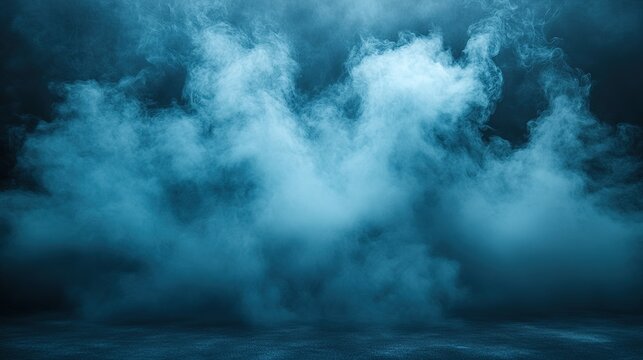 Abstract Dark Blue Smoke Street Scene with Moody Urban Atmosphere for Cinematic Background
