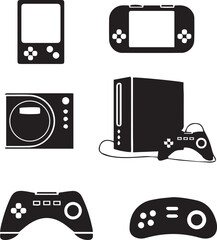Gaming Silhouette Vector Bundle | Game Controllers , joystick, speaker, video game silhouette vector set