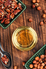 Nut oil and nuts.