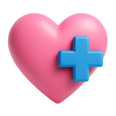 Obraz premium Pink heart with blue medical cross symbol