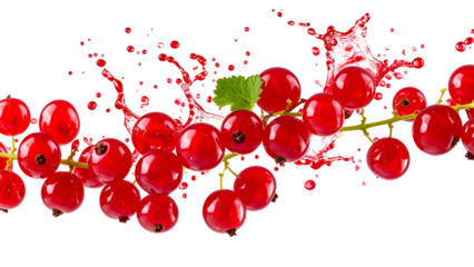 Fresh red cranberries appearing to fly, ideal for modern food graphics or seasonal illustrations, isolated on transparent background