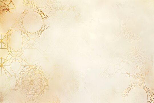 Minimalist islamic wedding background with soft cream and gold geometric patterns, subtle texture, elegant and clean, perfect for invitation overlay
