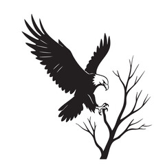 Majestic Eagle Landing A Powerful Bird Silhouette Illustration