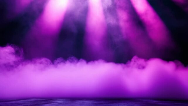 Fog machine emitting purple smoke at a concert stage.