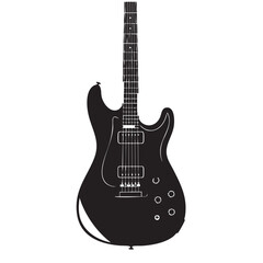 Electric Guitar Silhouette A Monochrome Musical Instrument Illustration