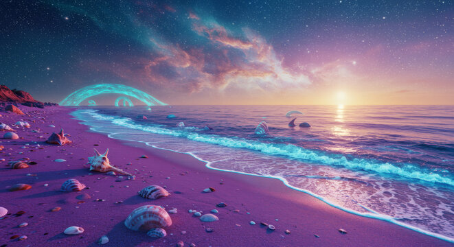 Fantastic Frontiers Immersive Appeal of a Dreamlike Beach Sunset