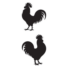 Fototapeta premium Stylish Chicken Silhouette Vector – Clean Black Poultry Illustration for Farm Branding and T-Shirt Design. Thank You 