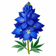 Vibrant blue texas bluebonnet flower illustration