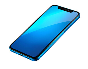 3D Rendered Smartphone Floating at an Angle with Glowing Screen and Shadow, Isolated PNG