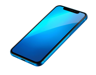 3D Rendered Smartphone Floating at an Angle with Glowing Screen and Shadow, Isolated PNG