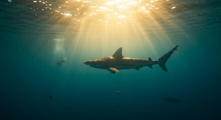 Obraz premium Shark underwater sunlight