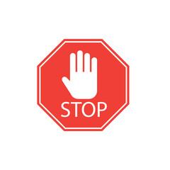 Isolated of red stop ban sign symbol for regulation on street by vector illustration and EPS file.