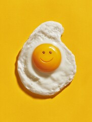 fried egg on a yellow background