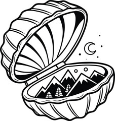 Cartoon vector art illustration of a fun animal snail, seashell, and snail shell design symbol drawing for nature