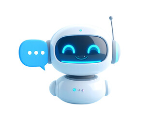 Cute chatbot avatar with speech bubble is communicating, showing potential of artificial intelligence in customer service and online communication, on a transparent background