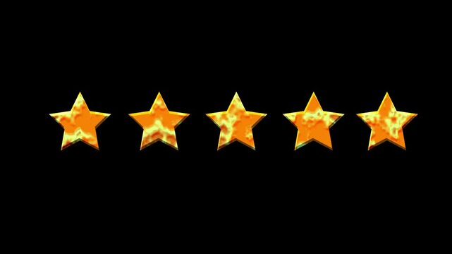 Five golden stars symbolizing a perfect rating or review.  Excellent quality.
