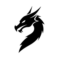 Minimalist dragon icon logo design for fantasy gaming branding and mythical themes