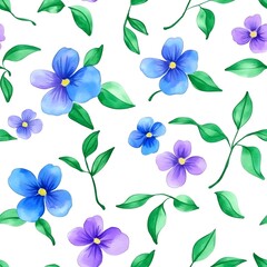 Delicate floral pattern with blue and purple flowers.