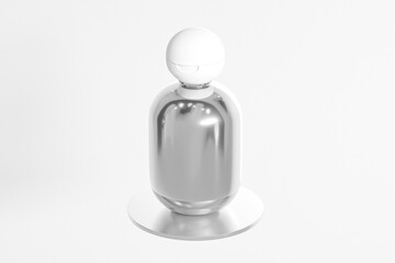 luxury cosmetic plastic bottle with ball shape flip cap mockup, metallic cylindrical shape squeeze bottle skincare packaging with Spherical flip Cap, electroplating cosmetic container