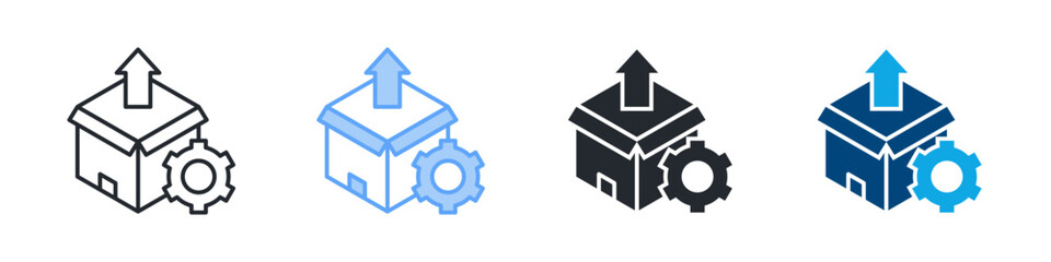 Product Development Icon Set Multiple Style. Design In Outline, Blue, Glyph, Dual Tone