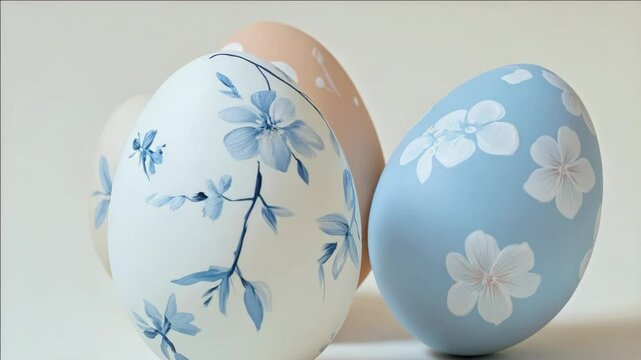 Decorative Japanese flower printed eggs in two distinct colors and designs.