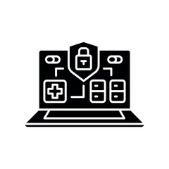 Cybersecurity in medicine black flat icon.