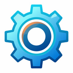 Abstract blue gear icon for settings technology and engineering