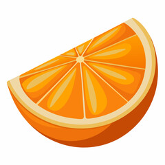 Single slice of juicy orange fruit illustration