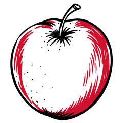 Hand drawn red apple illustration isolated on white background