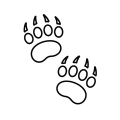 Black and White Bear Paw Prints Isolated on White Background