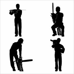 collection of silhouettes of men with chainsaws