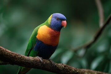 Obraz premium Close-up of colorful parrot perched on a branch