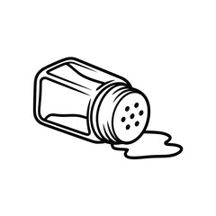 Spilled Salt Shaker Illustration with Salt Puddle on White Background