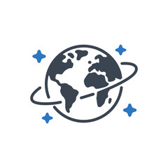 Planet Earth with Ring Icon