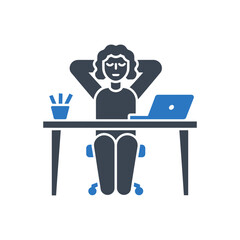 Relaxing Person at Desk Icon