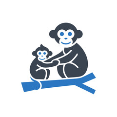 Mother and Baby Monkeys Icon
