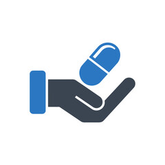 Hand with Pill Capsule Icon