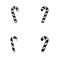 Four Simple Black and White Candy Cane Illustrations