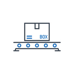 Box on Conveyor Belt with Label Icon