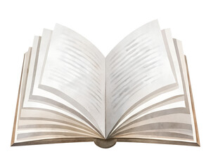 Open watercolor book with blank pages on transparent background.