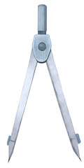 Watercolor illustration of a compass on transparent background.